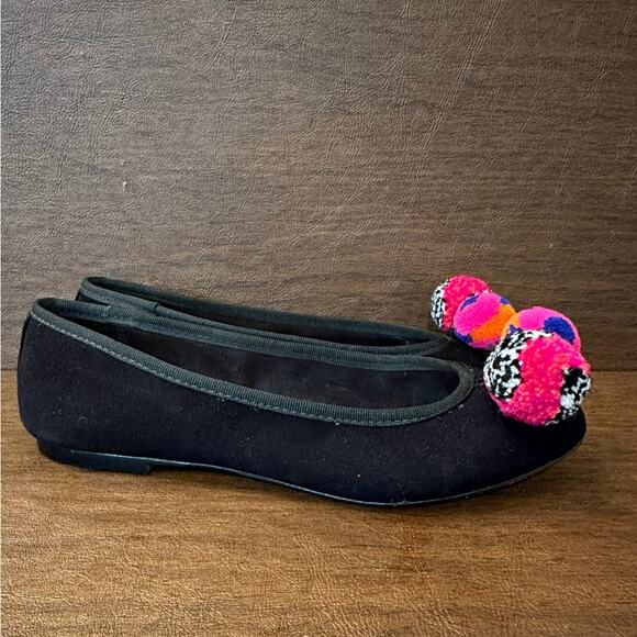 Sophia Webster Bo Pom-Pom Black Suede Leather Ballet Flats Size 5 (35.5) - Picture 4 of 8